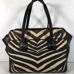 Coach Taylor Zebra Black Tan Carryall Bag Tote Satchel Bag